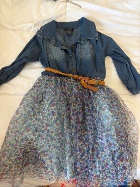 Zunie Blue Multi-Color Floral Chiffon Skater Skirt